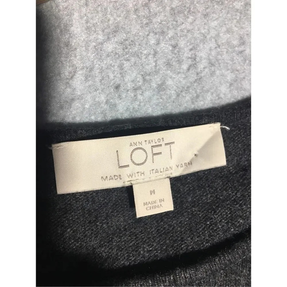 Womens Loft Top Peplum Style Grey Wool Blend Casual Long Sleeve Scoop Neck - Picture 4 of 4